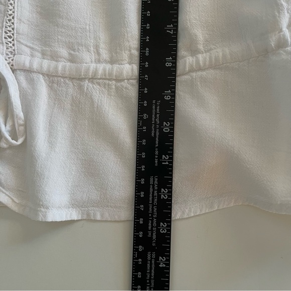A.N.A Gauze Crochet Trim Blouse XL White Tie Waist Boho Peasant Cottage Romantic - Picture 4 of 8